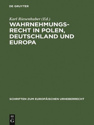 cover image of Wahrnehmungsrecht in Polen, Deutschland und Europa